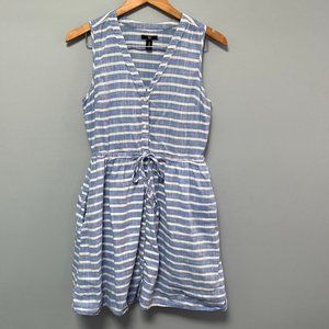 Gap Sleeveless Fit and Flare Dress Blue and White Stripe Chambray Size 6